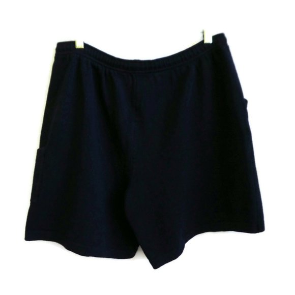 St John Shorts Navy Blue Santana Knit Gold Hardware Elastic High Waisted L